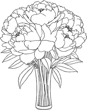 Bunch of Open Peonies - Printable coloring page