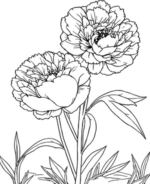 Garden Peony Bouquet - Printable coloring page