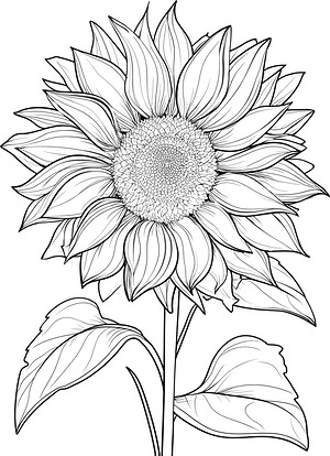 Single Sunflower in Bloom - Printable coloring page