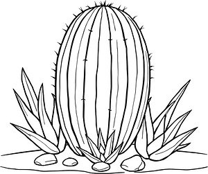 Barrel Cactus Cluster - Printable coloring page