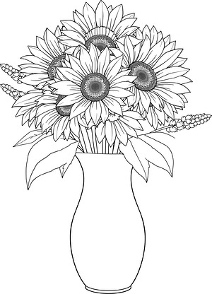 Sunflower and Lavender Bouquet - Printable coloring page