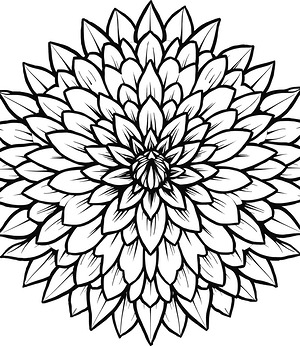 Mirrored Dahlia Medallion - Printable coloring page