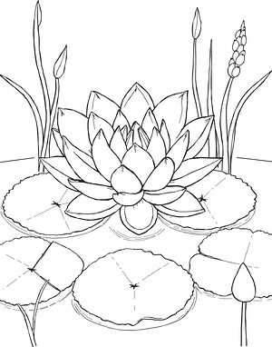 Water Lily Pond - Printable coloring page