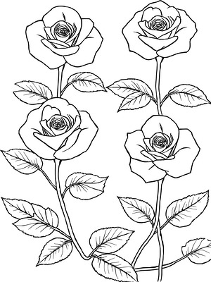 Diagonal Rose Design - Printable coloring page