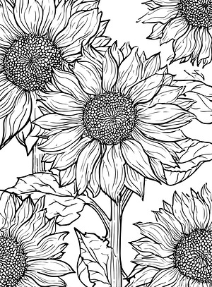 Sunflower Repeat Pattern - Printable coloring page