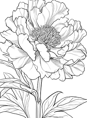 Blooming Peony Core - Printable coloring page