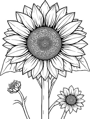 Sunflower Giant Bloom - Printable coloring page