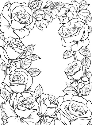 Rose Vine Border - Printable coloring page