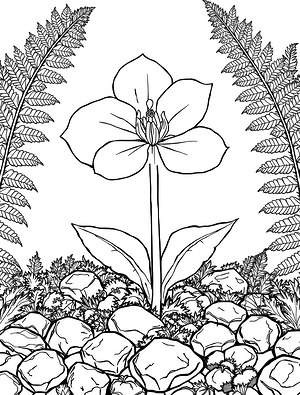 Trillium Bloom Closeup - Printable coloring page