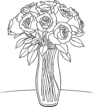 Vase with Roses - Printable coloring page