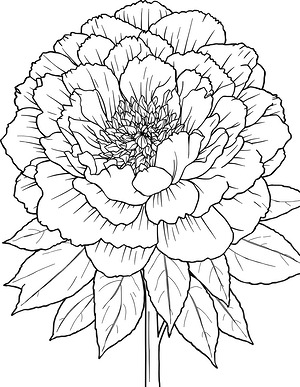 Peony in Full Bloom - Printable coloring page