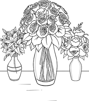 Rose Vase Stall - Printable coloring page