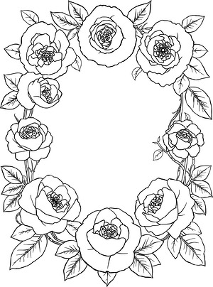 Roses and Vines Border - Printable coloring page