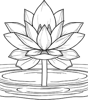 Lotus Flower on Water - Printable coloring page