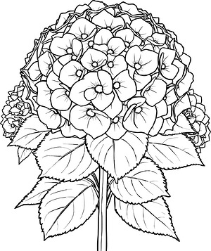 Summer Garden Hydrangeas - Printable coloring page