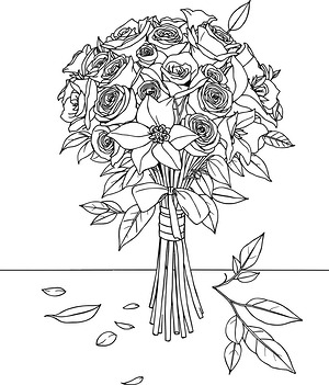 Rose Bouquet with Lilies - Printable coloring page