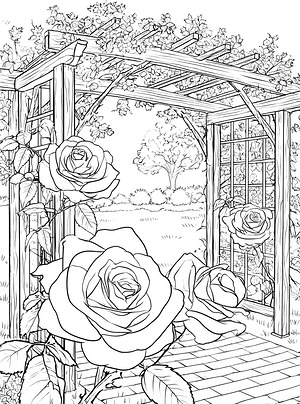 Rose Garden Archway - Printable coloring page