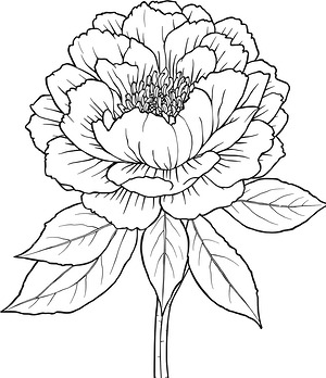 Garden Peony Portrait - Printable coloring page