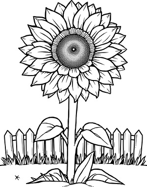 Sunflower in Yard - Printable coloring page