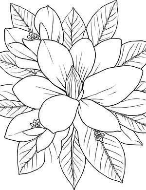 Magnolia Blossom Radial Symmetry - Printable coloring page