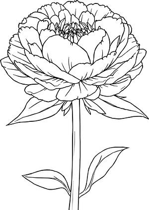 Full Peony Flower - Printable coloring page