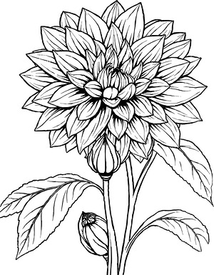 Dahlia Bloom - Printable coloring page