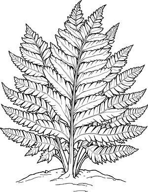 Broad Fern Leaf Cluster - Printable coloring page