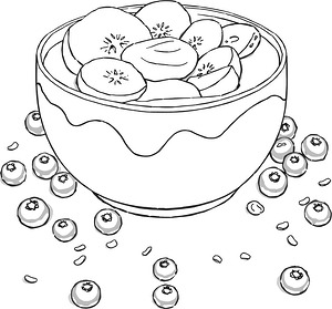 Acai Bowl with Bananas - Printable coloring page