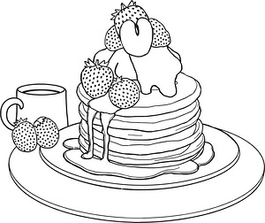 Waffle and Pancake Stack - Printable coloring page