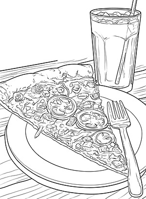 Pizza Slice Break - Printable coloring page