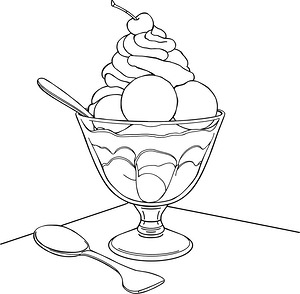 Triple Scoop Sundae - Printable coloring page