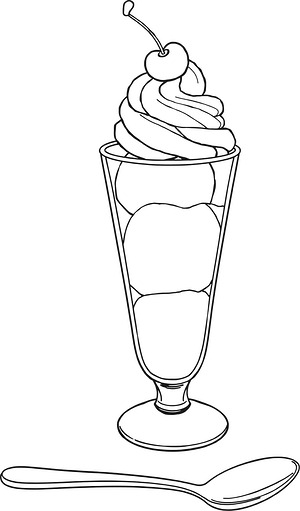 Triple Scoop Sundae - Printable coloring page
