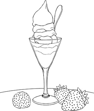 Strawberry Ice Cream Scoop - Printable coloring page