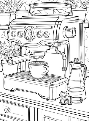 Espresso Machine Setup - Printable coloring page