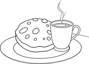 Tea with Frosted Biscuit - Printable coloring page