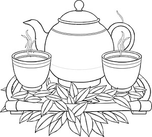 Traditional Tea Ceremony Service - Printable coloring page