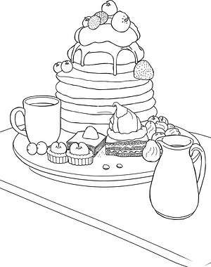Cafe Sweets Spread - Printable coloring page