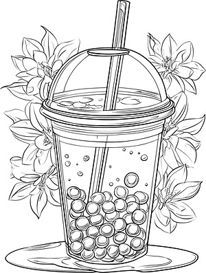 Bubble Tea Pearls - Printable coloring page