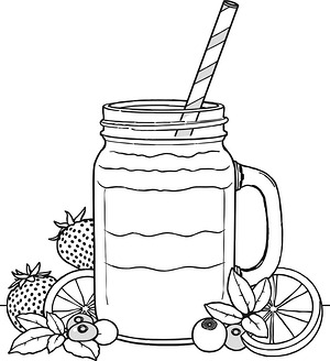 Berry Smoothie Mason Jar - Printable coloring page