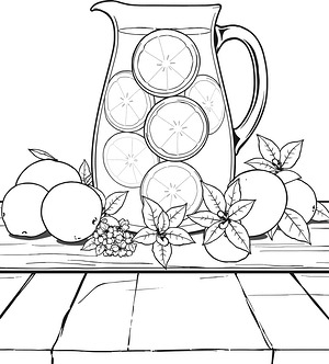Lemonade Pitcher at Market - Printable coloring page