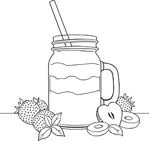Berry Smoothie in Jar - Printable coloring page