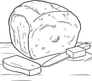 Fresh Loaf and Butter - Printable coloring page
