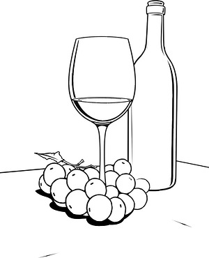 Wine Glass Next to Bottle - Printable coloring page