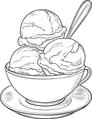 Cafe Ice Cream Scoop - Printable coloring page