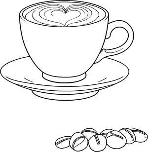 Heart Shaped Latte Foam - Printable coloring page