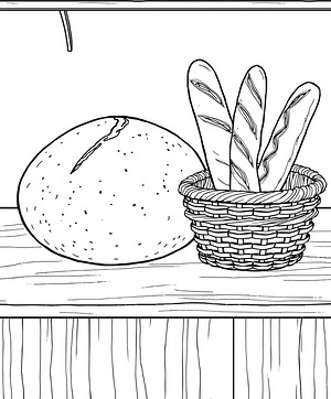 Sourdough Loaf on Counter - Printable coloring page