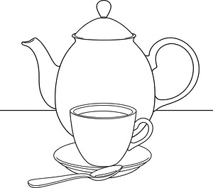 Tea Set on Table - Printable coloring page