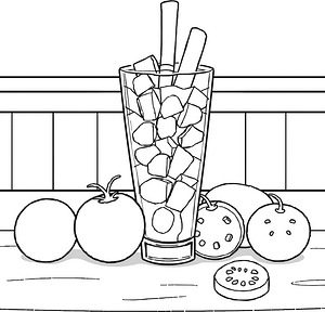 Veggie Juice at Cafe - Printable coloring page