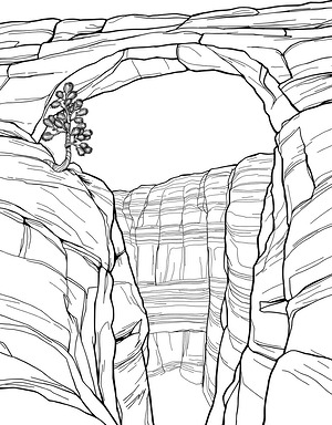 Stone Arch Over Canyon - Printable coloring page