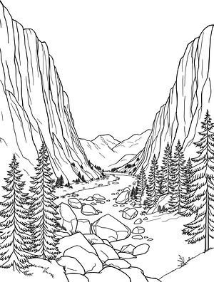Valley River Bend - Printable coloring page